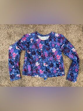 Lilly Pulitzer Blue Pink Floral Long-Sleeve Sweatshirt